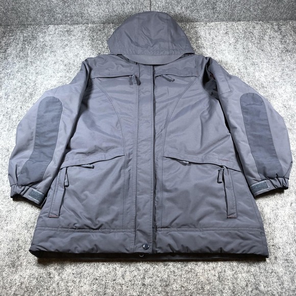 Duluth Trading Co Jacket Mens Large Gray Hooded Insulated Parka Nylon Pockets - Picture 1 of 7
